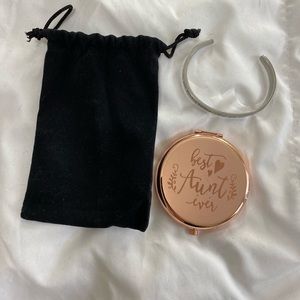 Aunt compact and empowerment bracelet